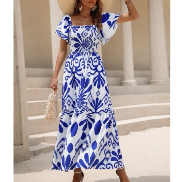 Boho floral print ruffle hem maxi dress - Picture 5 of 9